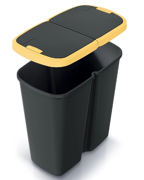 Kosz na śmieci Compacta Q Duo czarny żółty 45 litrów - prezentacja komory