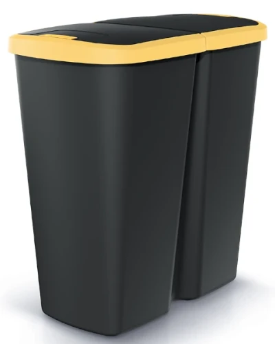 Kosz na śmieci Compacta Q Duo czarny żółty 45 litrów - przód