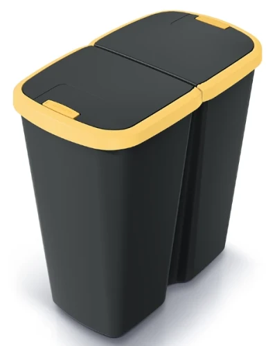 Kosz na śmieci Compacta Q Duo czarny żółty 45 litrów