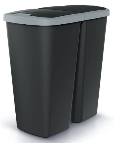 Kosz na śmieci Compacta Q Duo czarny szary 45 litrów.webp