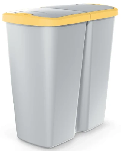 Kosz na śmieci Compacta Q Duo szary żółty 45 litrów