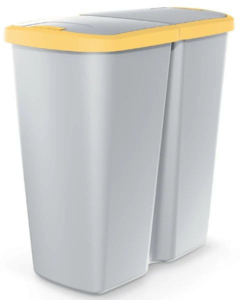 Kosz na śmieci Compacta Q Duo szary żółty 45 litrów
