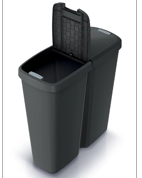 Kosz na śmieci Compacta Q Duo czarny 50 litrów - otwarta pokrywa