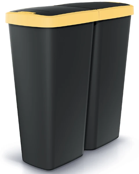 Kosz na śmieci Compacta Q Duo czarny żółty 50 litrów