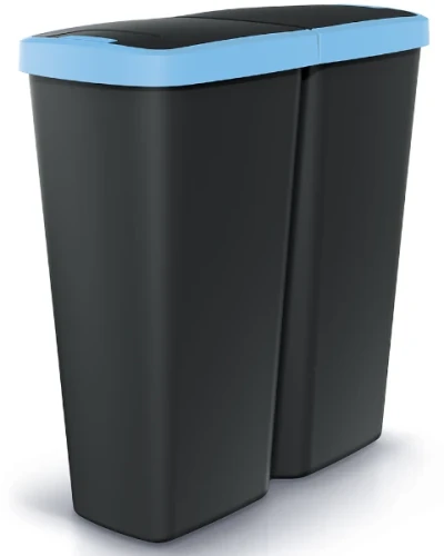 Kosz na śmieci Compacta Q Duo czarny niebieski 50 litrów