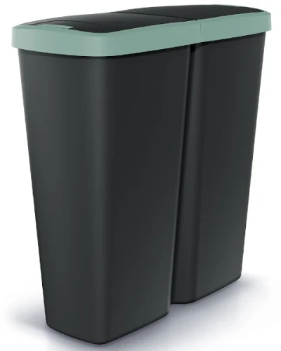 Kosz na śmieci Compacta Q Duo czarny zielony 50 litrów
