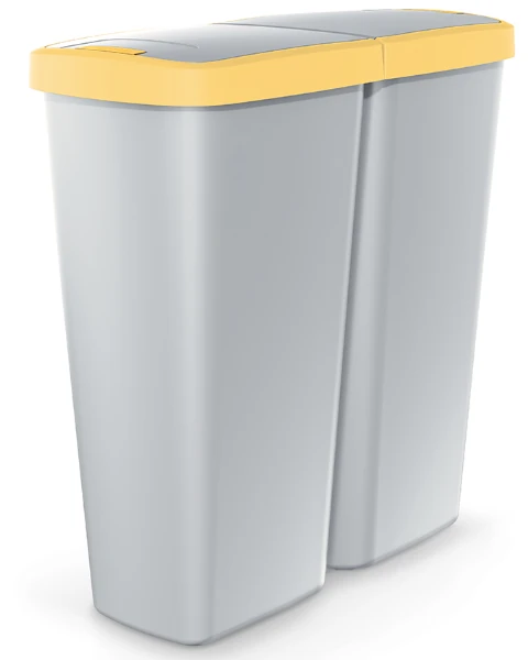 Kosz na śmieci podwójny Compacta Q Duo szary żółty 50 litrów.webp