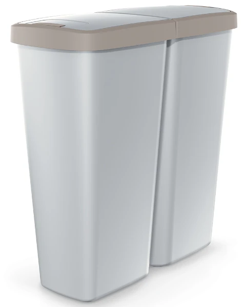 Kosz na śmieci podwójny Compacta Q Duo szary brązowy 50 litrów