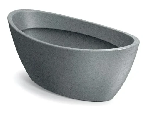 Doniczka owalna łódka dekoracyjna szara granit 40 x 20 cm Aria Oval