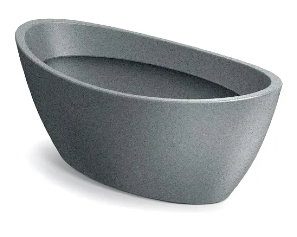Doniczka owalna łódka dekoracyjna szara granit 40 x 20 cm Aria Oval
