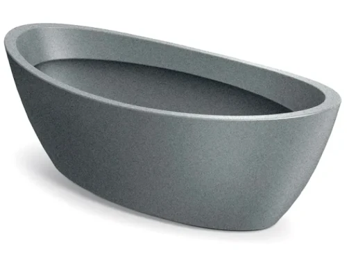 Donica łódka owalna duża ozdobna szara granit 60 x 28 cm Aria Ova