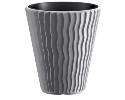 Duża donica mrozoodporna 44 cm szara z wkładem Sandy