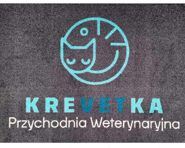wycieraczka jet-print light z logo weterynarz, łatwa w czyszczeniu i antyalergiczna wycieraczka dla lecznicy