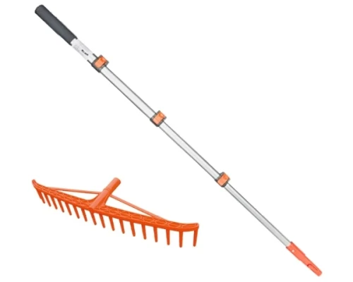 grabie do trawy 18-zębne z trzonkiem teleskopowym Pro Ramp