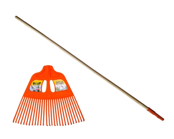 Grabie do liści 60 cm pomarańczowe RAMP + trzonek drewniany KLIK
