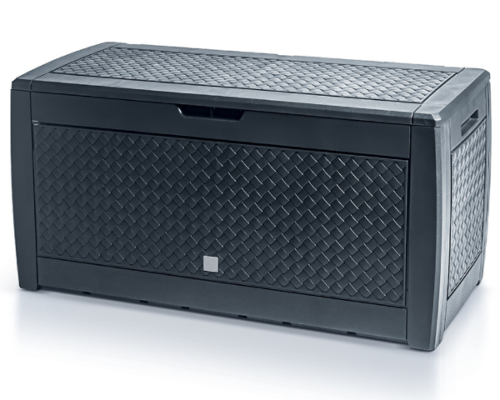 Skrzynia ogrodowa czarna plecionka 119 x 48 x 60 cm Boxe Matuba