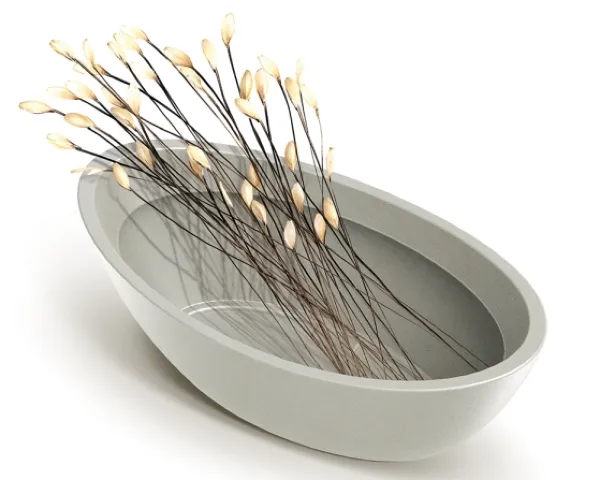 Doniczka łódka owalna ozdobna w kształcie łódki Aria Oval - aranżacja z gałązkami