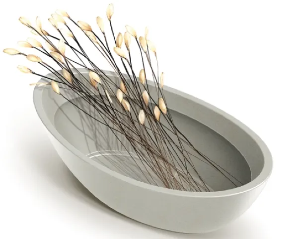 Donica owalna duża ozdobna w kształcie łódki Aria Oval - aranżacja z gałązkami