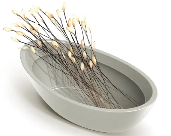 Donica owalna duża ozdobna w kształcie łódki Aria Oval - aranżacja z gałązkami