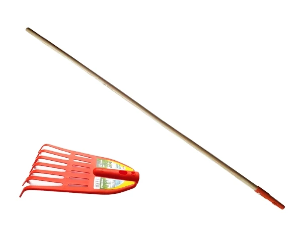 Grabie do liści 13 cm pomarańczowe + trzonek drewniany KLIK.webp