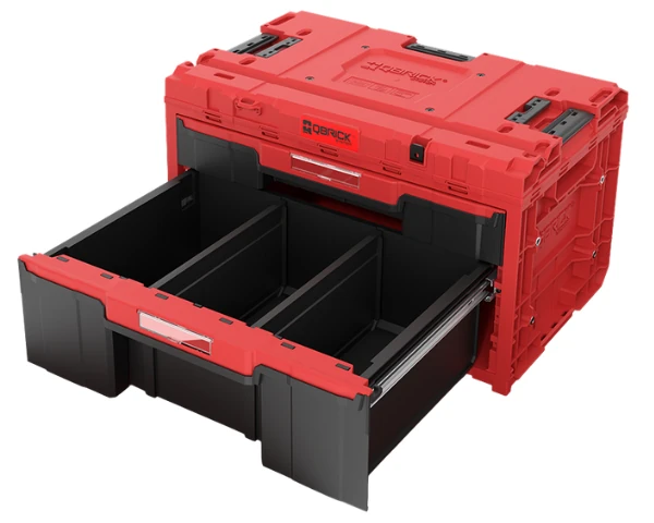Skrzynka na narzedzia Qbrick One Drawer 2 Plus Toolbox 2.0 RED dolna szuflada.webp