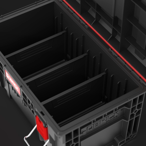 Skrzynka na narzędzia czarna z rączką Qbrick System Prime Toolbox 250 Vario