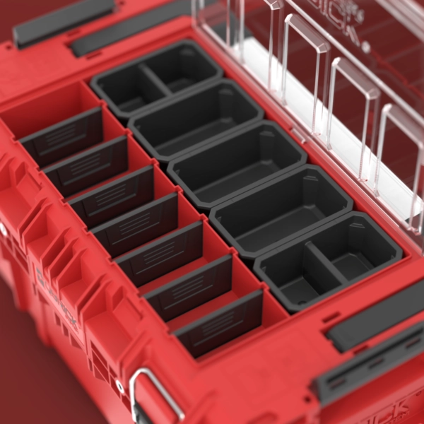 Skrzynka narzędziowa z rączką czerwona Qbrick System Prime Toolbox 250 Expert Red Ultra HD Custom