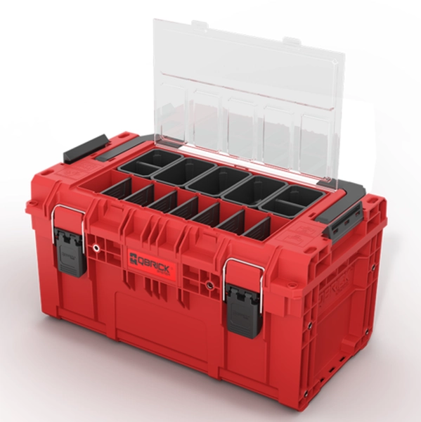 Skrzynka na narzędzia z rączką czerwona Qbrick System Prime Toolbox 250 Expert Red Ultra HD Custom