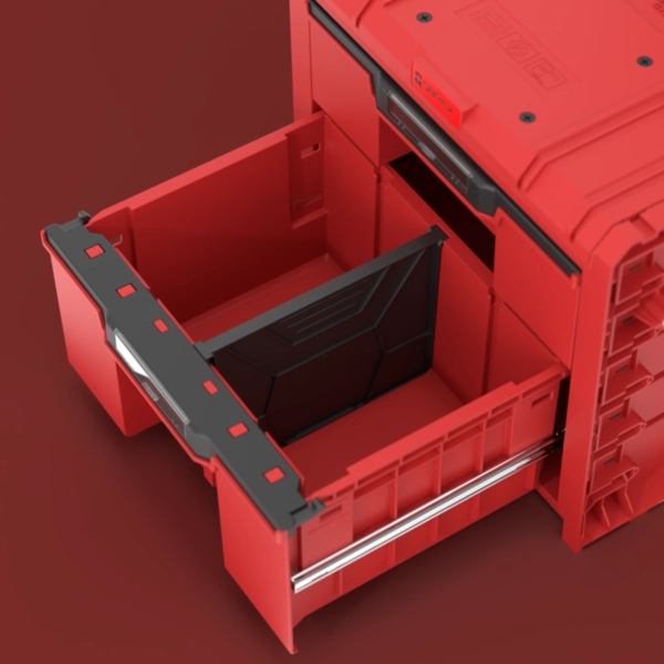 Skrzynka narzędziowa na kółkach z szufladami czerwona Qbrick System Pro Cart 2.0 Plus Drawer 2 Red Ultra HD Custom