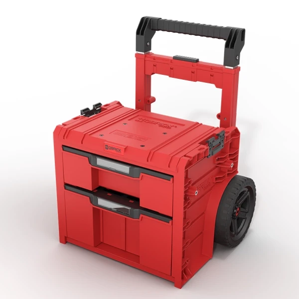 Skrzynka narzędziowa na kółkach z szufladami czerwona Qbrick System Pro Cart 2.0 Plus Drawer 2 Red Ultra HD Custom