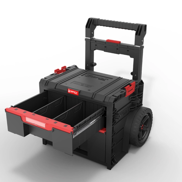 Skrzynia na narzędzia na kółkach z szufladami czarna Qbrick System Pro Cart 2.0 Plus Drawer 2