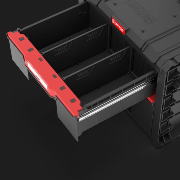 Skrzynia na narzędzia na kółkach z szufladami czarna Qbrick System Pro Cart 2.0 Plus Drawer 2