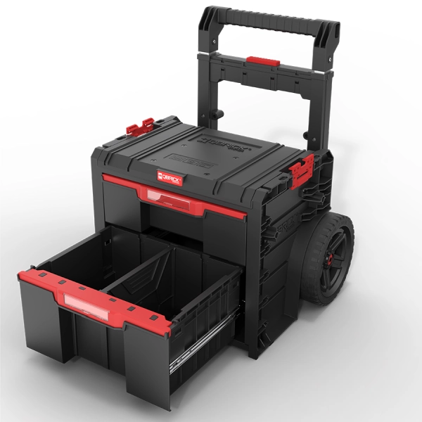 Skrzynka narzędziowa na kółkach z szufladami czarna Qbrick System Pro Cart 2.0 Plus Drawer 2