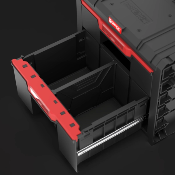 Skrzynka narzędziowa na kółkach z szufladami czarna Qbrick System Pro Cart 2.0 Plus Drawer 2
