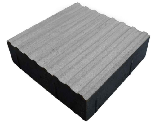 płytka integracyjna kierunkowa szara na białym tle pod spodem czarną czcionką wymiary 30 cm na 30 cm na 8 cm