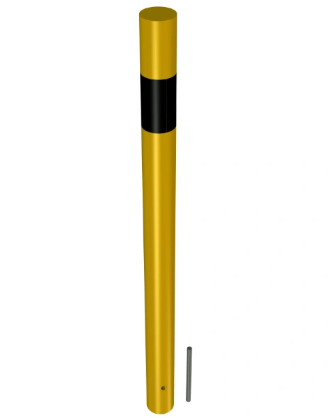 odbojnica rurowa  159 x 1200 mm słupek żółty z czarnymi pasami do wbetonowania