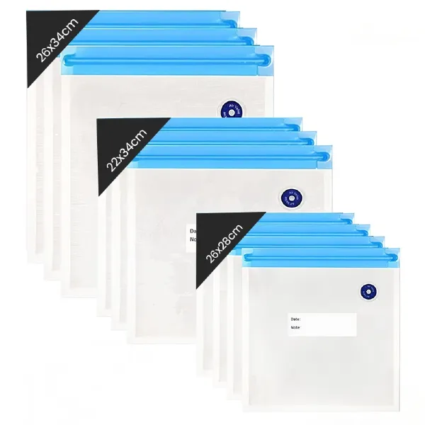 Worki próżniowe do pompki próżniowej zestaw 15 sztuk Huslog - wymiary