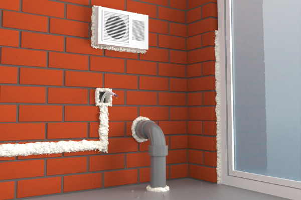 Pianka montażowa na ścianie schemat