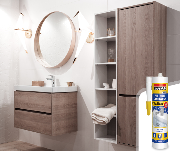 Aranżacja z użyciem silikonu sanitarnego extra białego od Soudal