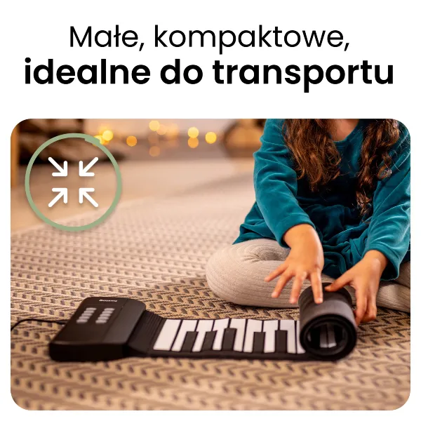 Pianino elektryczne zwijane przenośne Huslog ZE-0126 - możliwość zwinięcia klawiatury