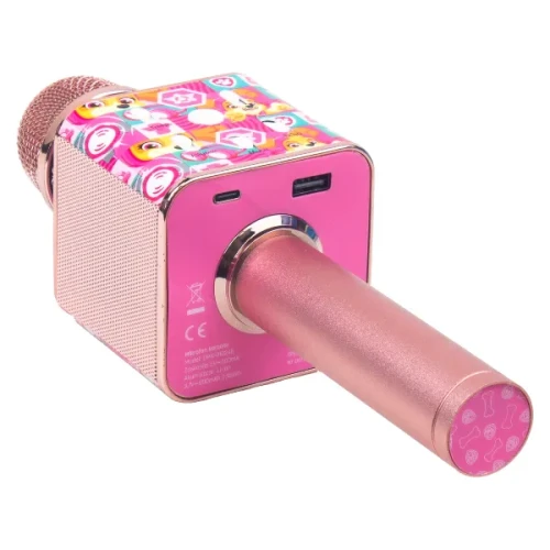 Mikrofon różowy karaoke z głośnikiem Skye Psi Patrol - widok na złącza