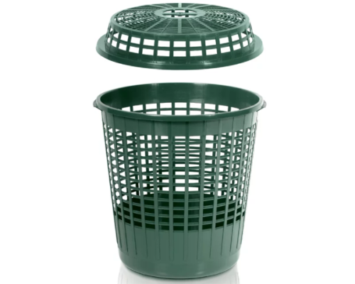 Kosz ogrodowy 60 litrów zielony z pokrywą Cage