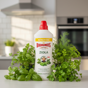 Biohumus Extra do ziół w otoczeniu świeżych domowych przypraw