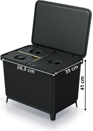 Pojemnik na śmieci z koszami 2 x 10 litrów i 1 x 23 litry z klapką Systema - rozmiar kosza