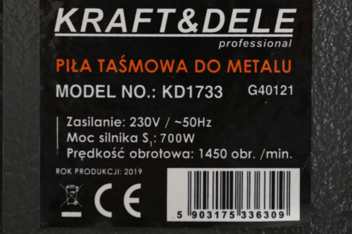Piła taśmowa przecinarka do metalu 700W KD1733 - prezentacja produktu