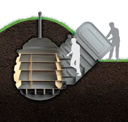 Piwniczka ogrodowa OVO wnętrze przekrój