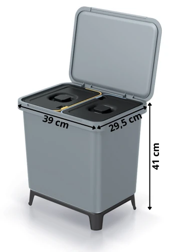 Pojemnik na śmieci z koszami 2x10 litrów i klapką Systema - rozmiar kosza