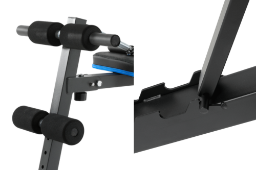 Ławka treningowa skośna z blokadą nóg i gumami Rebel Active - prezentacja produktu