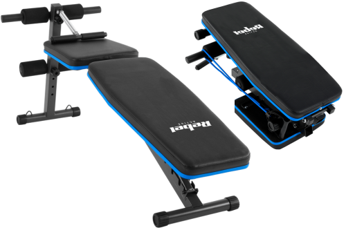 Ławka treningowa skośna z blokadą nóg i gumami Rebel Active - prezentacja produktu