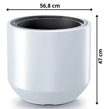 Wymiary techniczne duża biała donica Heos 57cm DBHEW570
